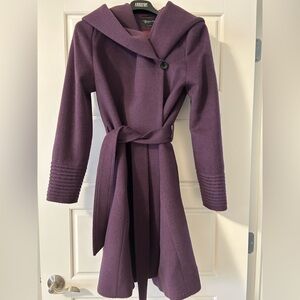Sentaler wrap coat , hooded collar